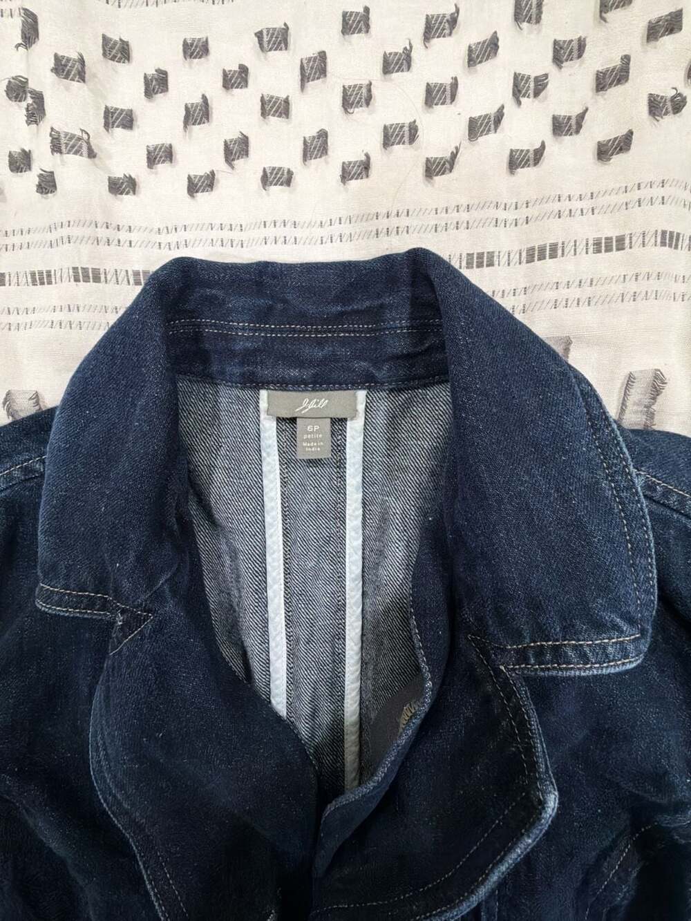 J. Jill Women's Petite Dark Wash Denim Blazer Jacket - Picture 2 of 2